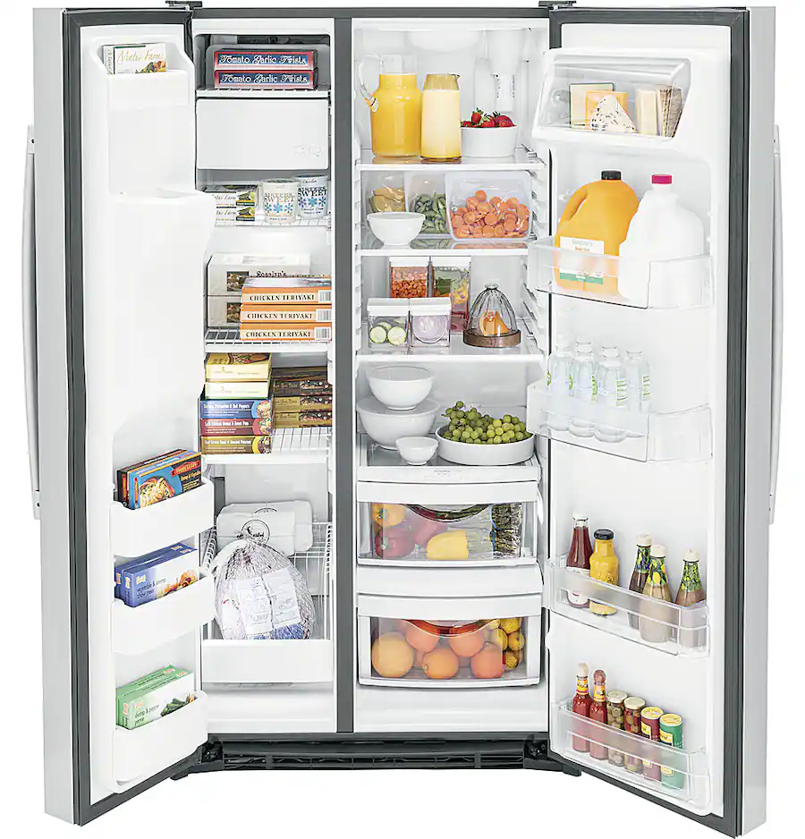 GE 25.3 Cu. Ft. Side-by-Side Refrigerator with External Ice & Water Dispenser - Stainless Steel — image 3