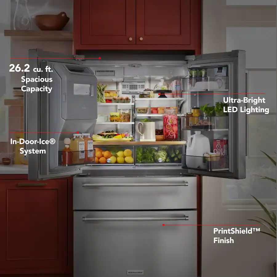 KitchenAid 26.2 Cu. Ft. Multi-Door French Door Refrigerator with Platinum Interior - Stainless Steel — image 4
