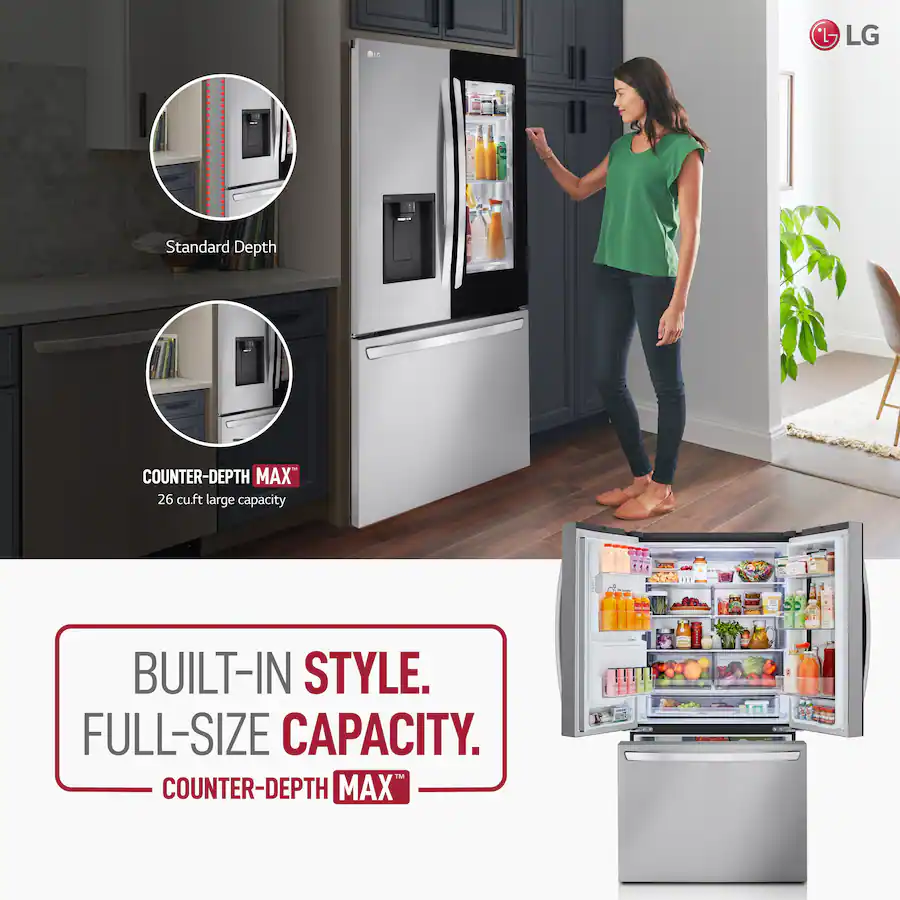 LG Counter-Depth MAX 26.5 Cu. Ft. French Door Smart Refrigerator with Internal Water Dispenser - Stainless Steel — image 3